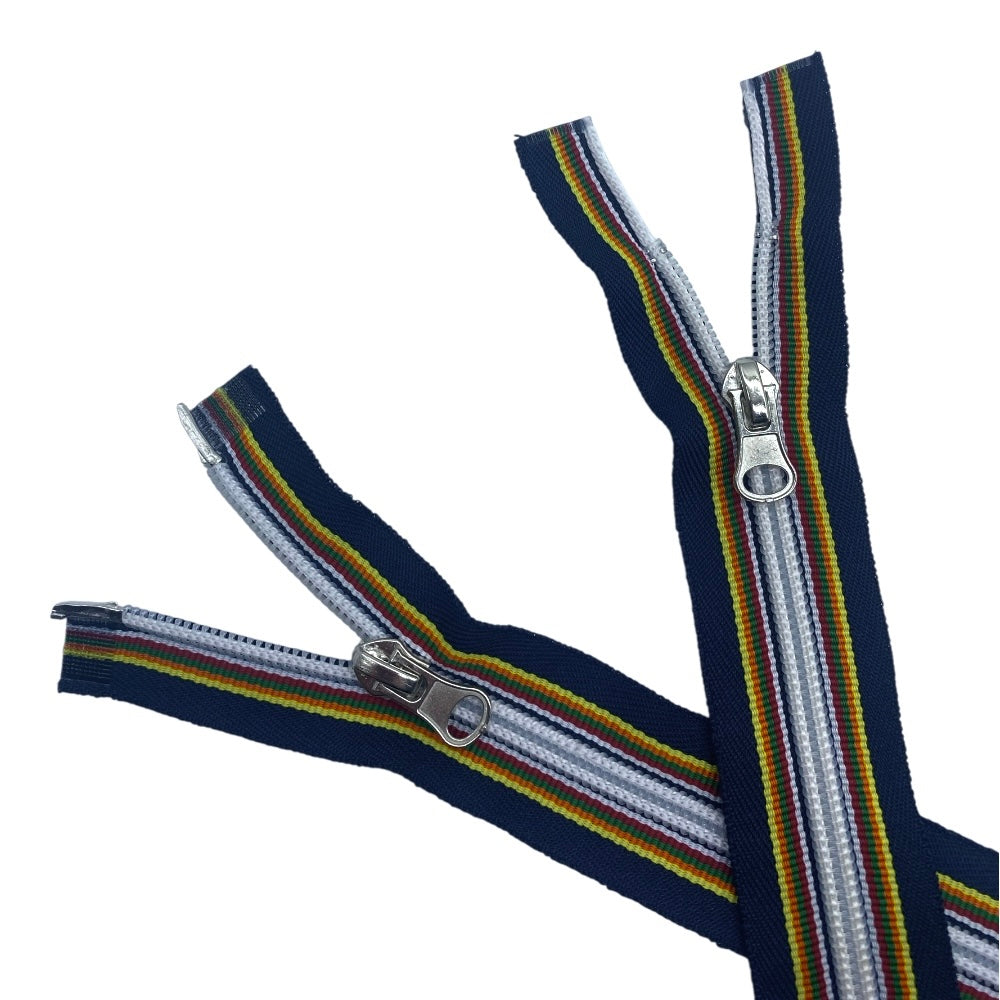 Cerniera lampo multicolor combi (2 cursori) spirale catena 6 mm divisibile cm 80