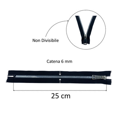 25cm metallic laminated zipper with 6mm non-divisible plastic chain