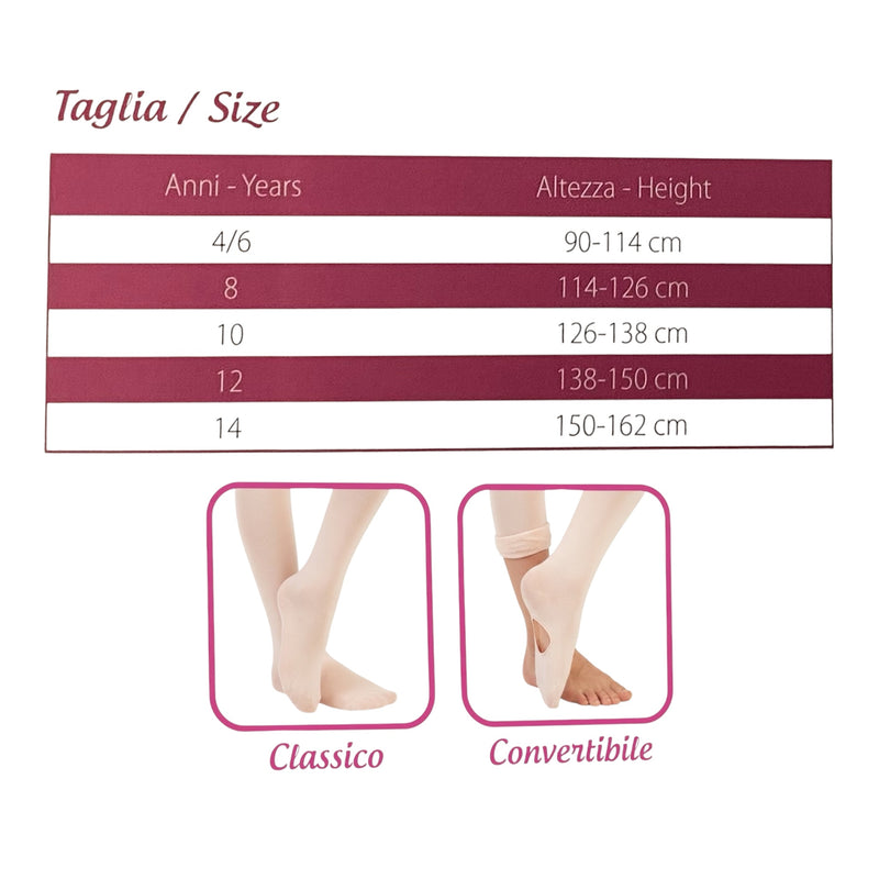 Tabella taglie e colori