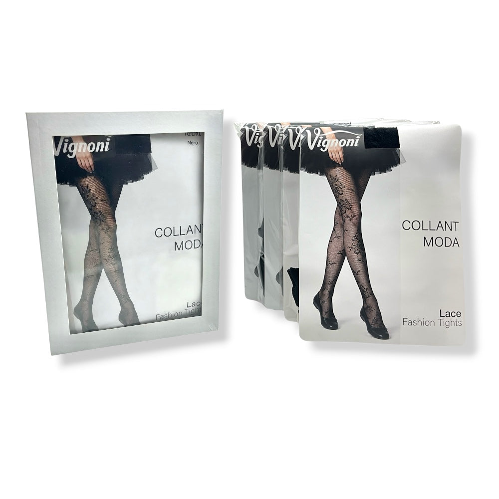Collant moda donna in pizzo floreale articolo 3744 confezione da 4 paia