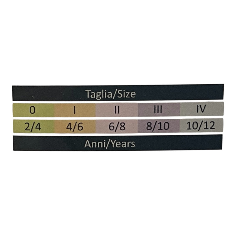 Tabella taglie e colori