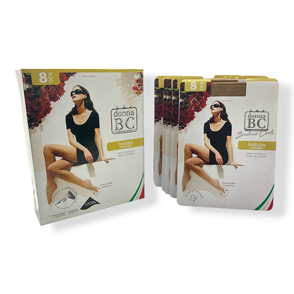 Silky tights 8 den (Size 5 xxl) nude toe Women Bc article Holiday 6 pairs