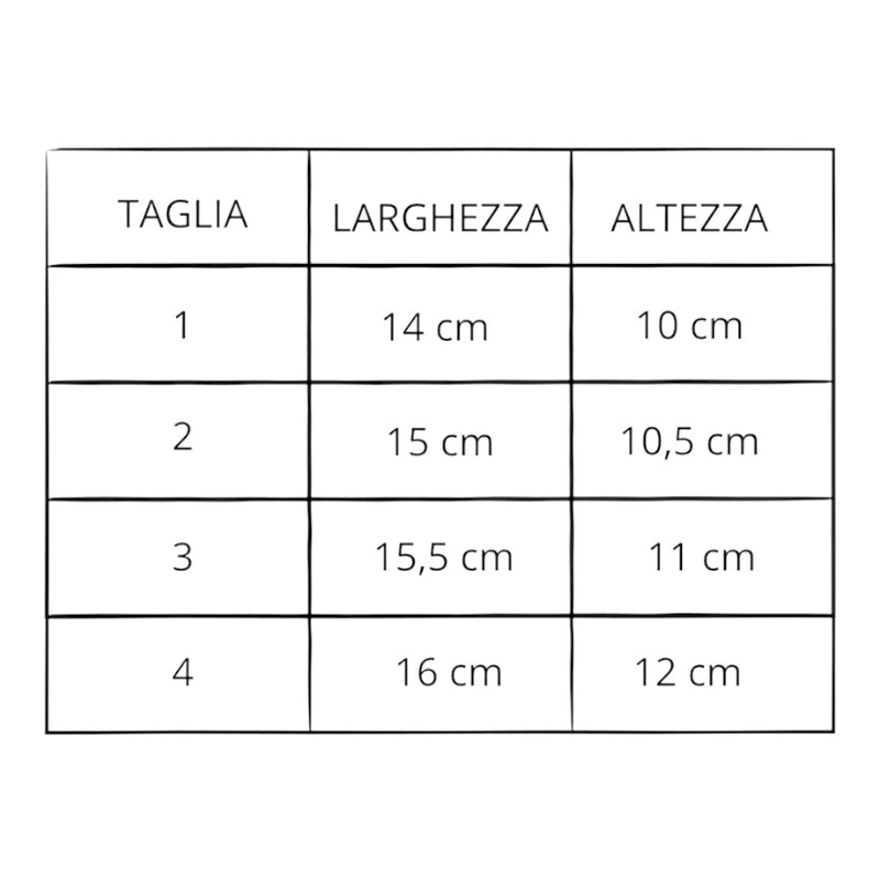 Tabella taglie e colori