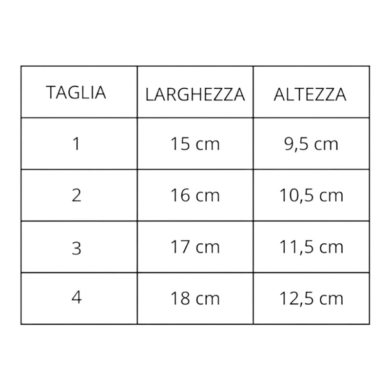 Tabella taglie e colori
