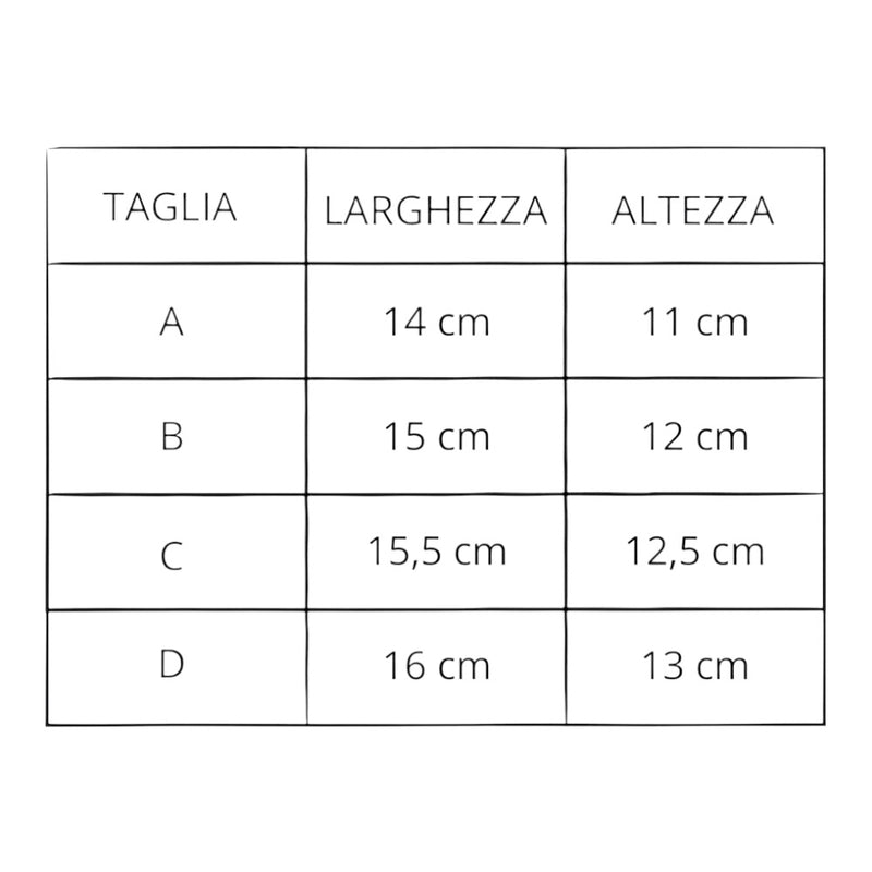 Tabella taglie e colori