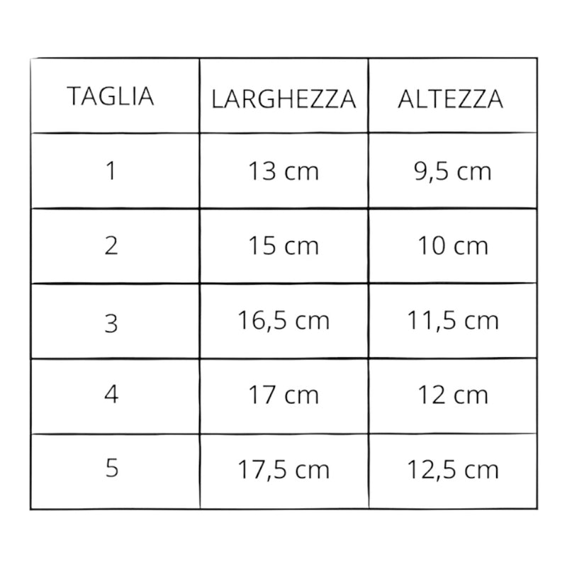 Tabella taglie e colori