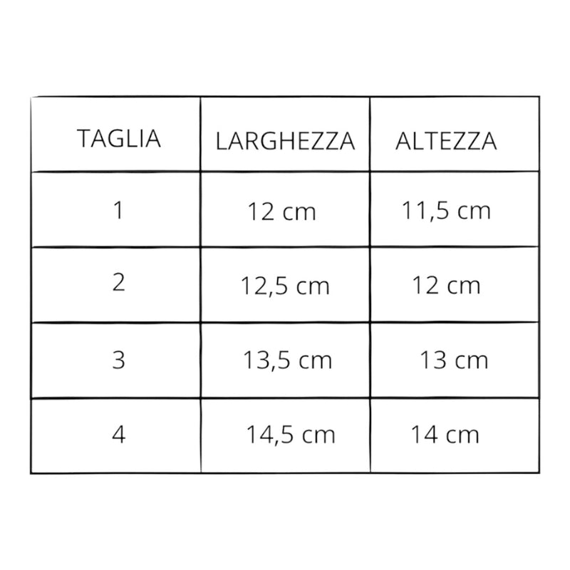 Tabella taglie e colori