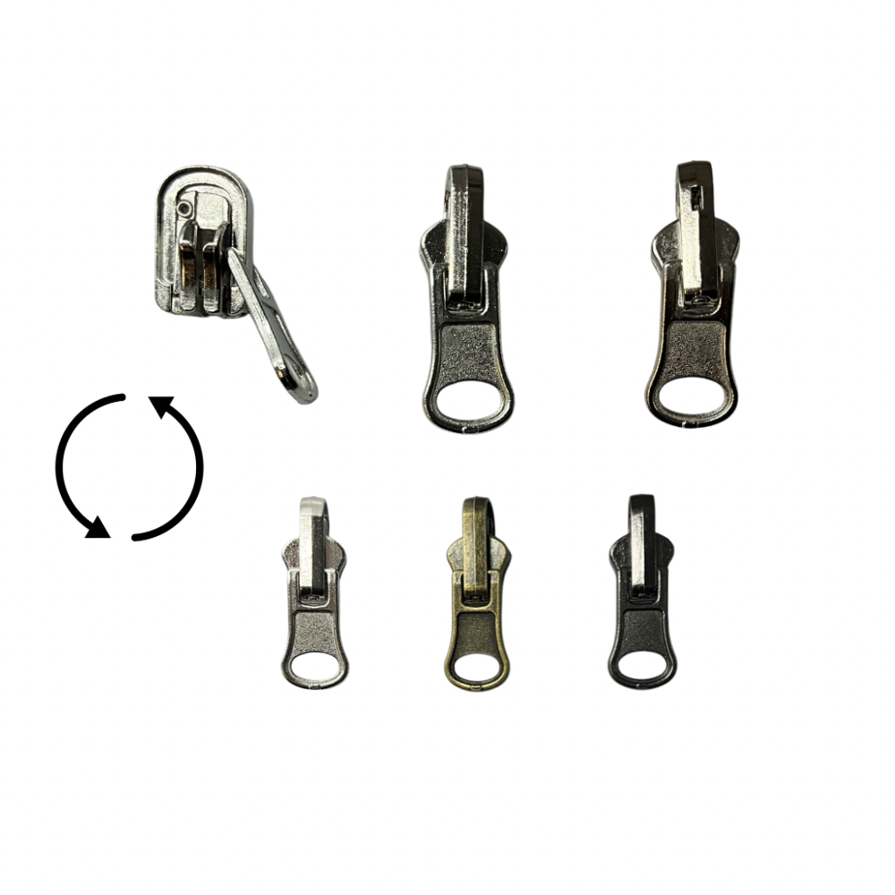 Reversible zip slider (double face) 5 mm metal chain