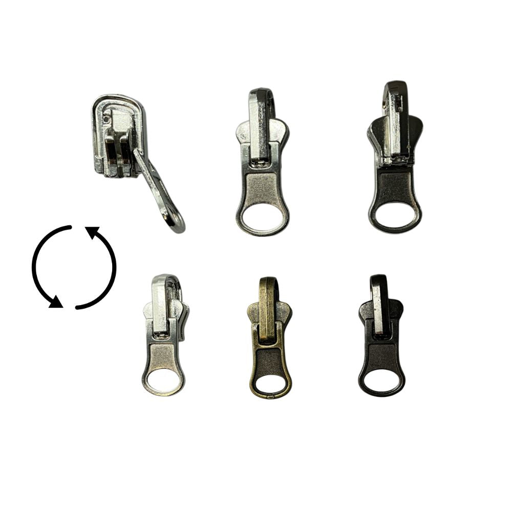 Reversible chain zip slider (double face) plastic 6 mm carriage