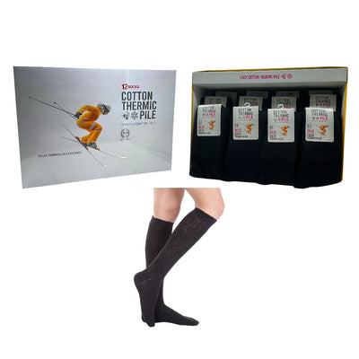 Women's fleece knee-high socks, one size, item 617 Meritex, 12 pairs