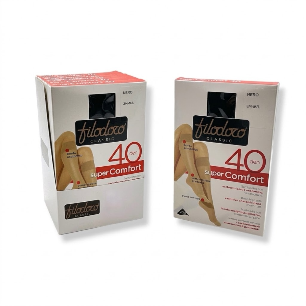 Filodoro super comfort 40 den sheer opaque knee-highs, 6 pairs