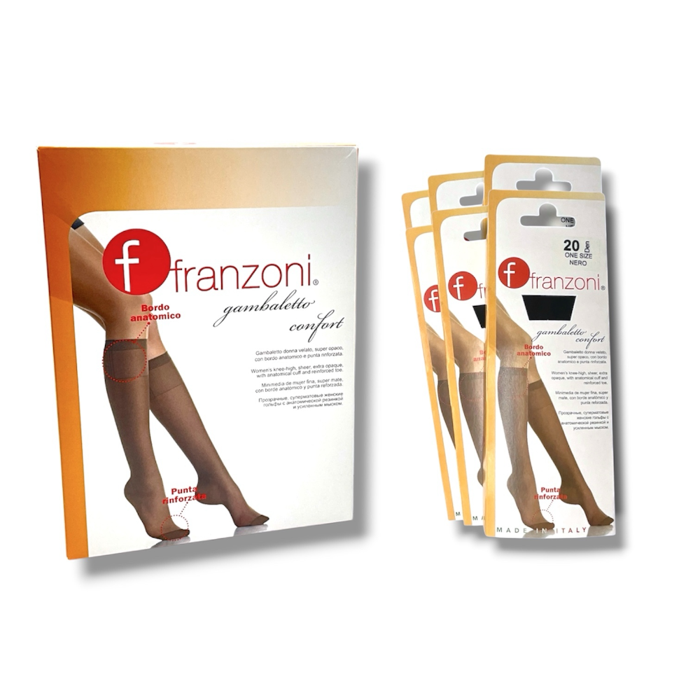 Franzoni 20 den opaque comfort sheer knee highs, 6 pairs