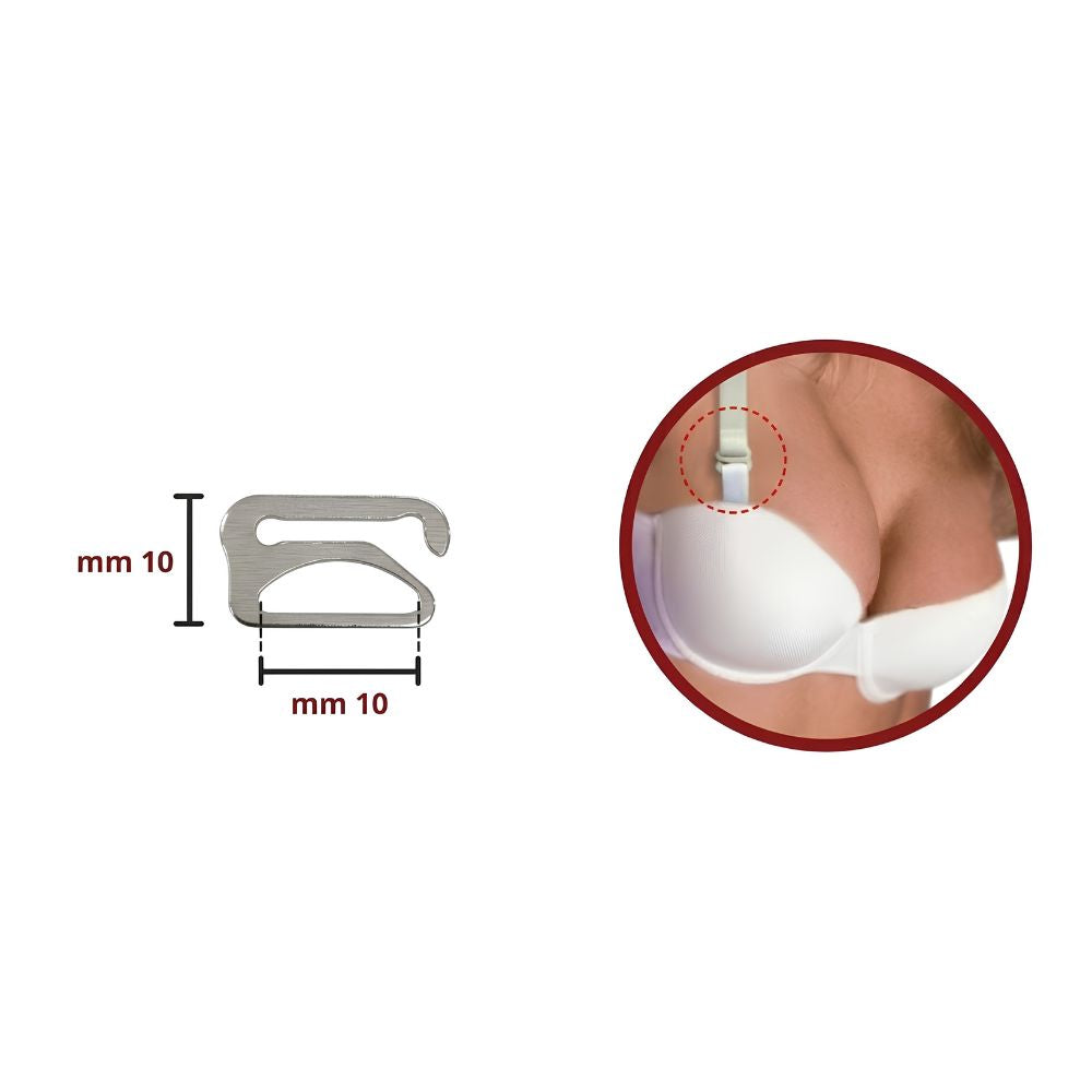 Metal hook for bra strap, pitch 10 mm, item 16609, 24 pieces