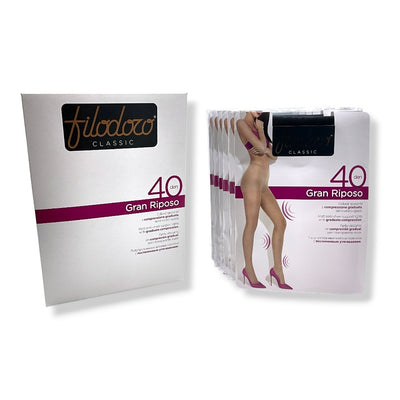 Gran riposo 40 den (Size 2-4) Filodoro women's support tights, 6 pairs