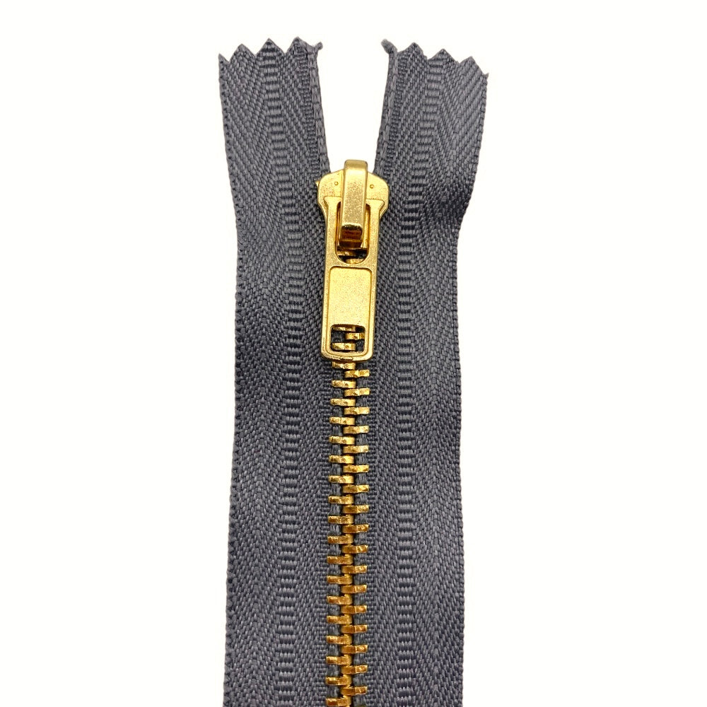 10cm brass zipper for jeans, 4mm chain, item 1183/1/10