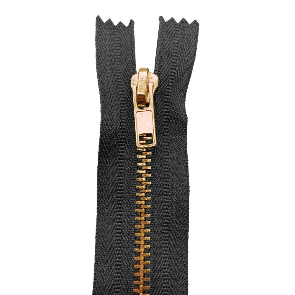 12cm brass zipper for jeans, 4mm chain, item 1183/1/12