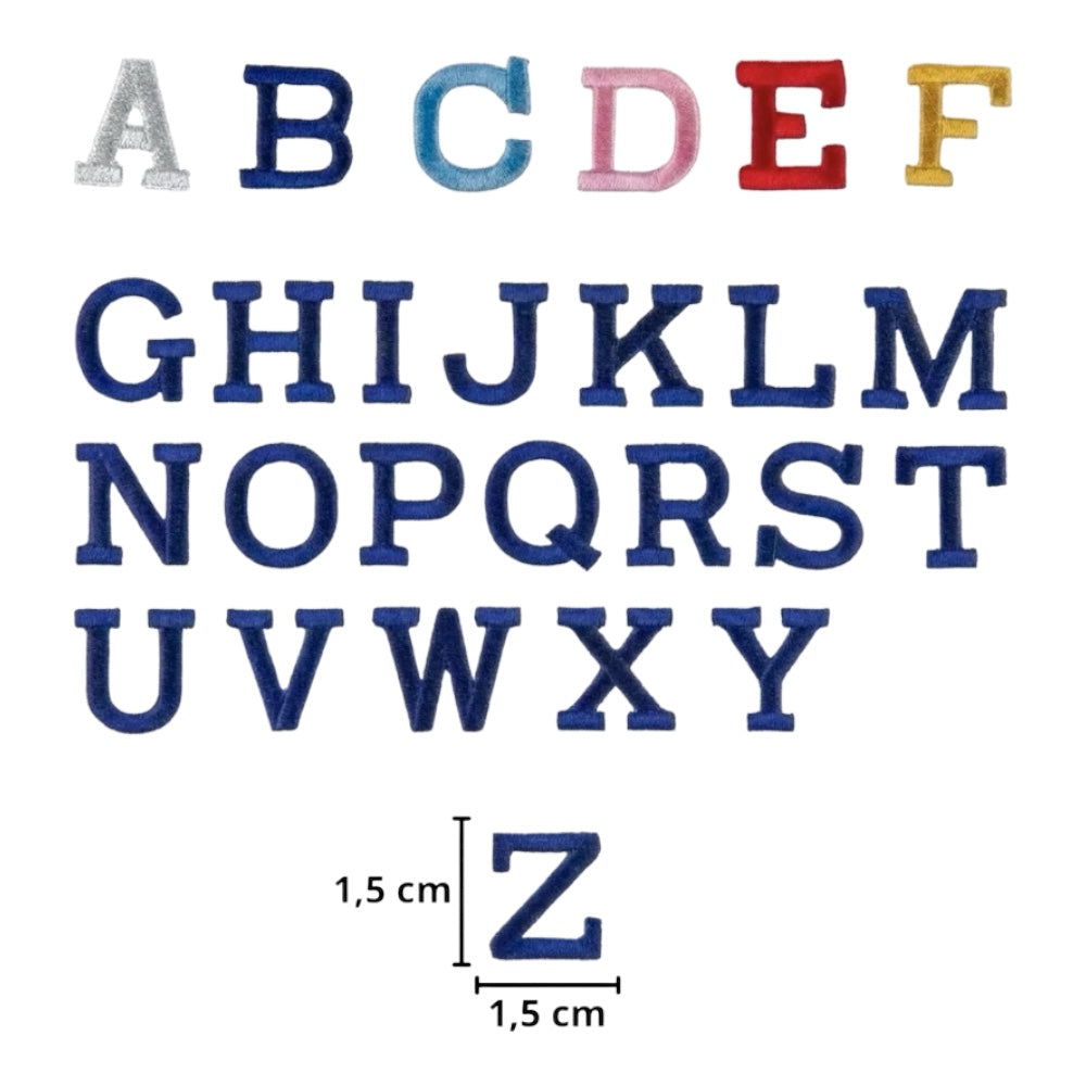 Cotton alphabet letter 1.5 cm iron-on item 56/46 pieces 12