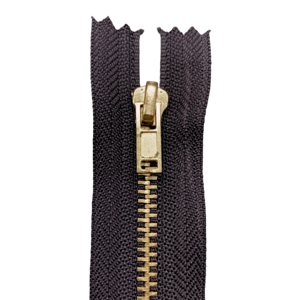 14cm brass zipper for jeans, 4mm chain, item 1183/1/14