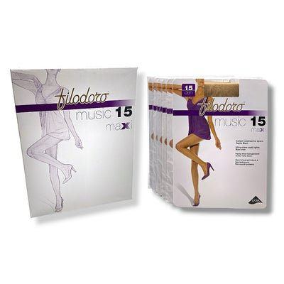 Music 15 den (Size 5 xl) opaque sheer tights for women by Filodoro, 6 pairs
