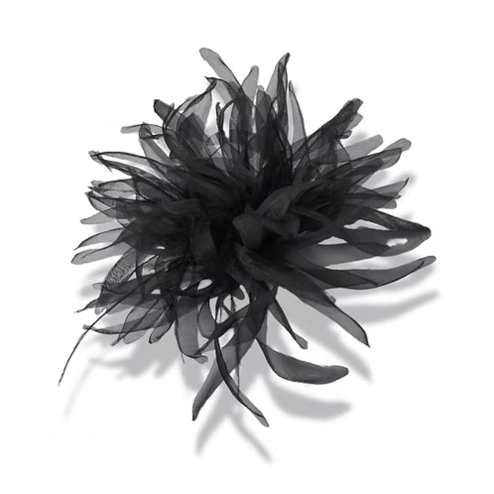 Spilla fiore in organza e piume di struzzo articolo Fm10932