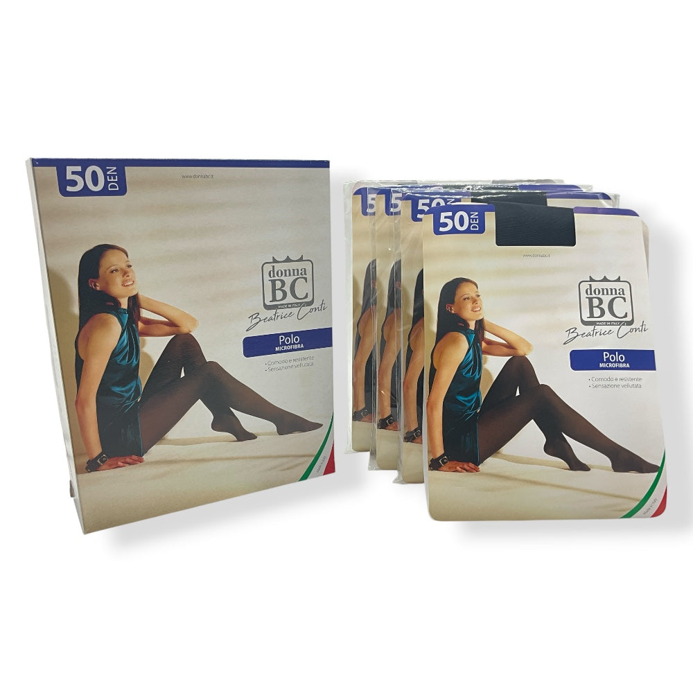 Polo 50 den (Size 1-4) microfiber tights for women, 4 pairs
