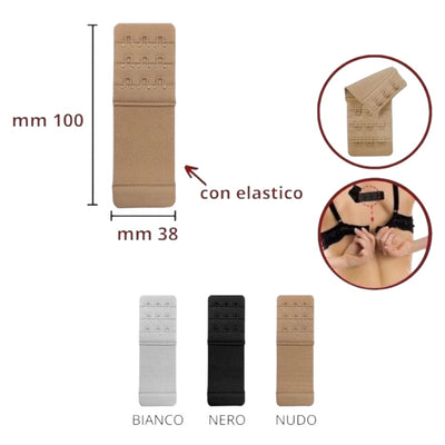 Prolunga reggiseno con elastico a 3 ganci h mm 38 articolo PR38/3 MAS