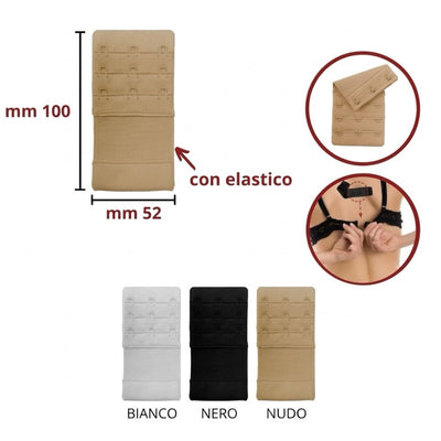 Prolunga reggiseno con elastico a 3 ganci h mm 52 articolo PR52 MAS