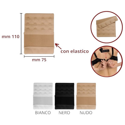 Prolunga reggiseno con elastico a 4 ganci h mm 75 articolo PR75 MAS