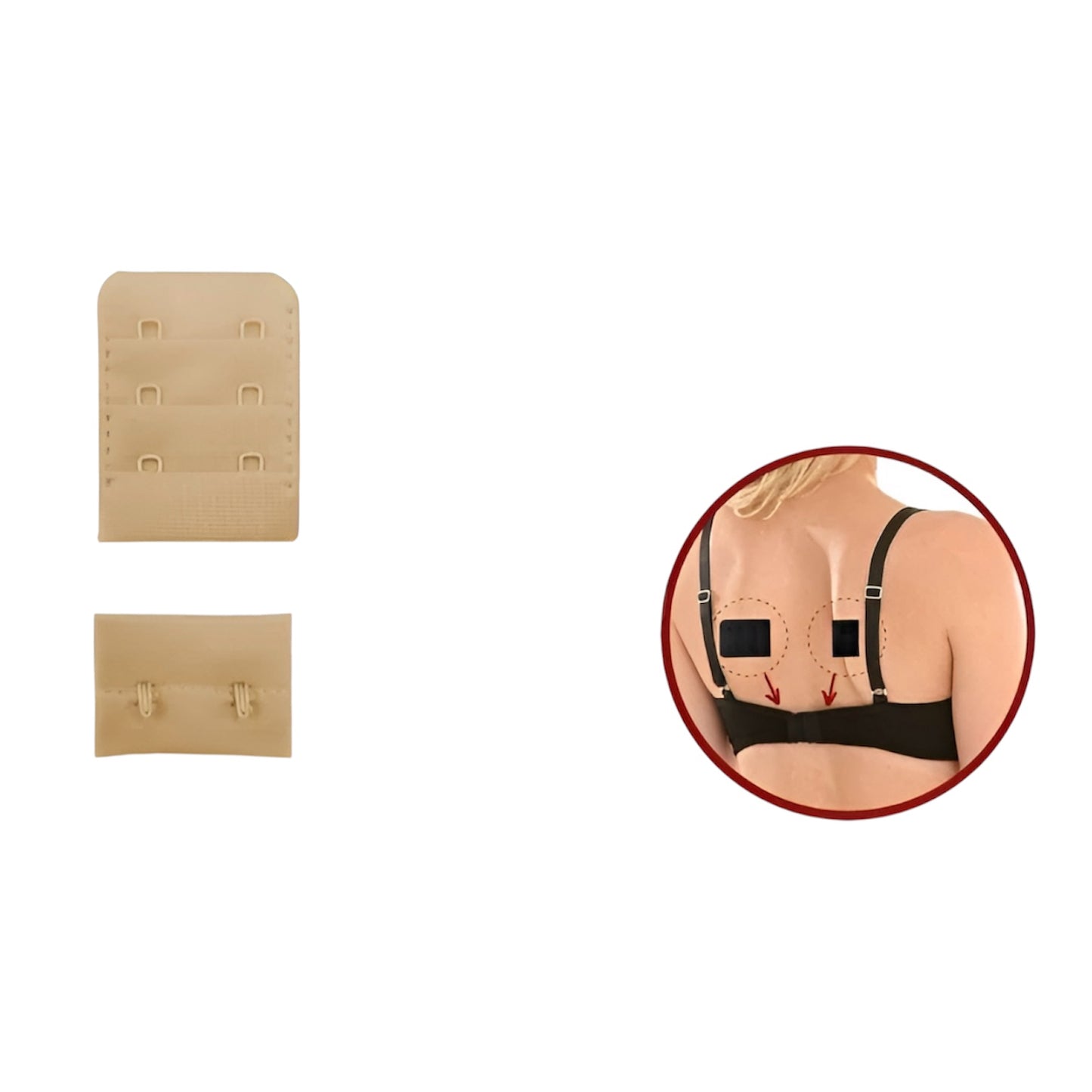 Sew-on bra extender with 2 hooks, height 35 mm, item 3520/2
 6 pieces