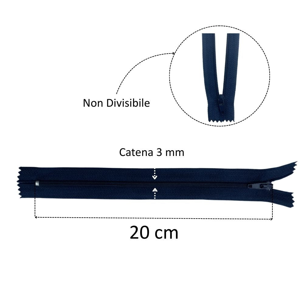 Spiral zipper 20 cm chain 3 mm item S30/20