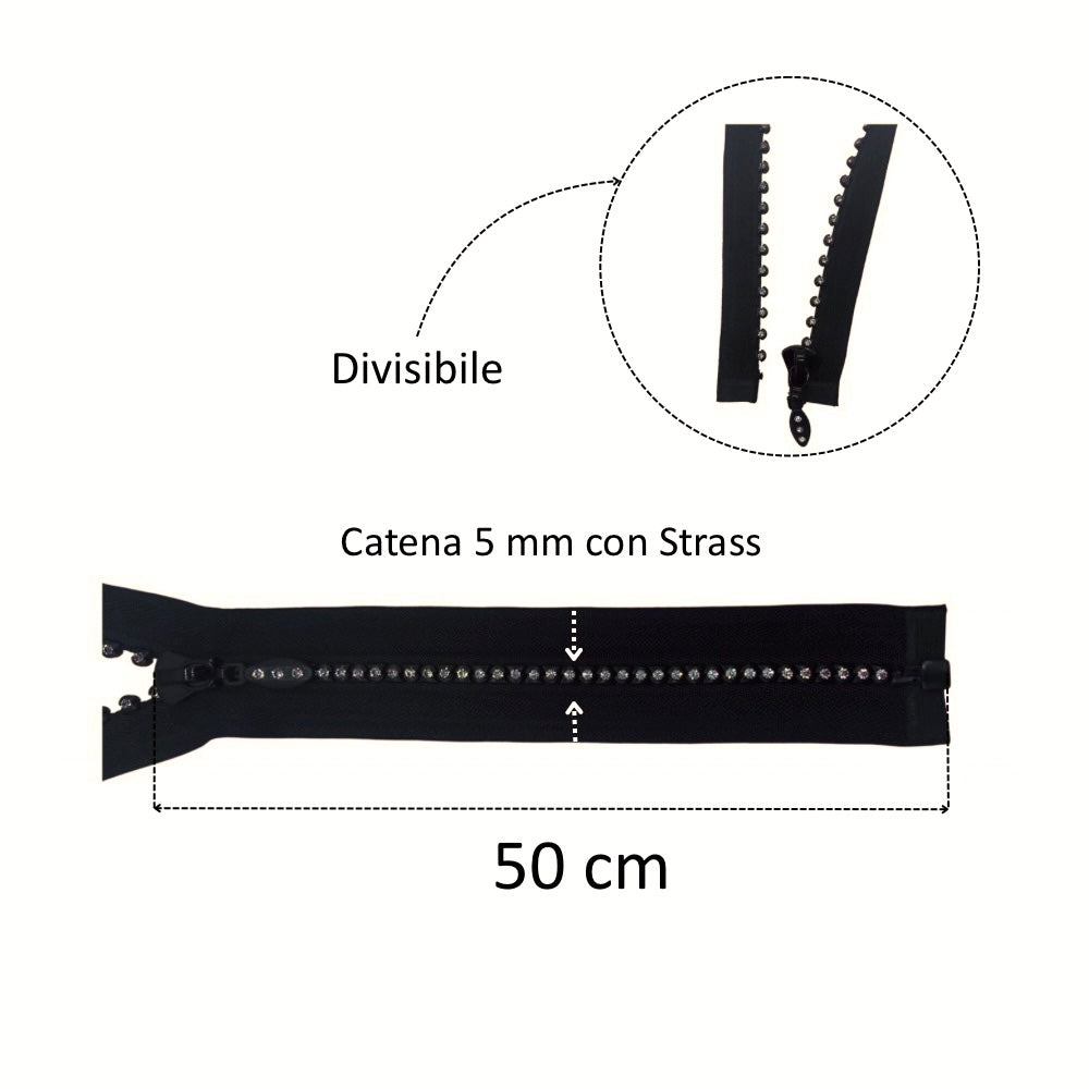50cm divisible rhinestone chain closure, item 2211/50