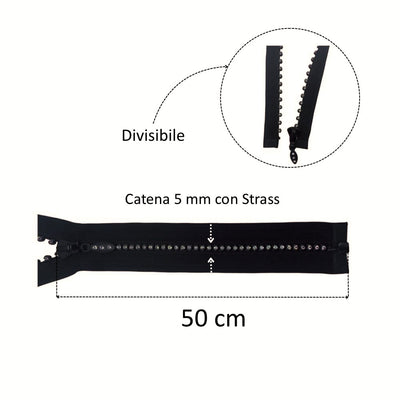 50cm divisible rhinestone chain closure, item 2211/50