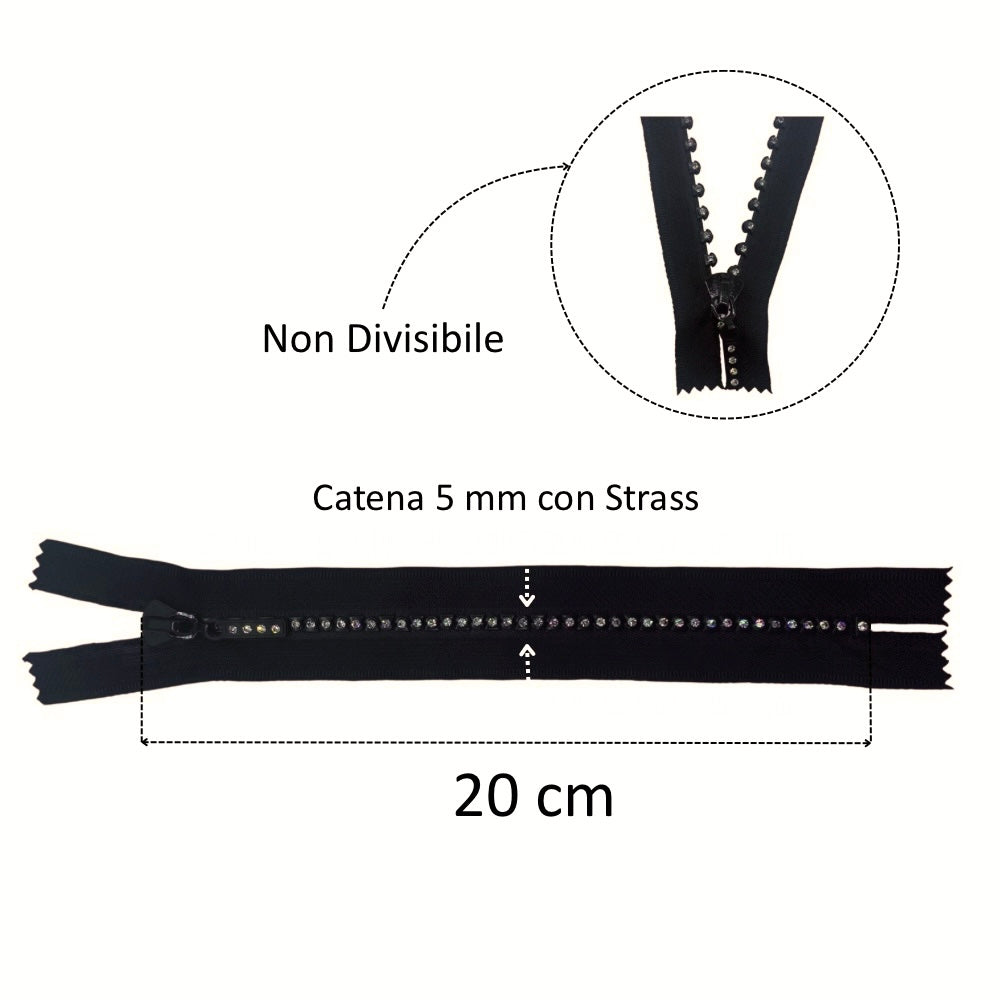 Rhinestone chain closure 20 cm item 2200/20