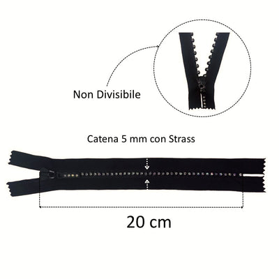 Rhinestone chain closure 20 cm item 2200/20