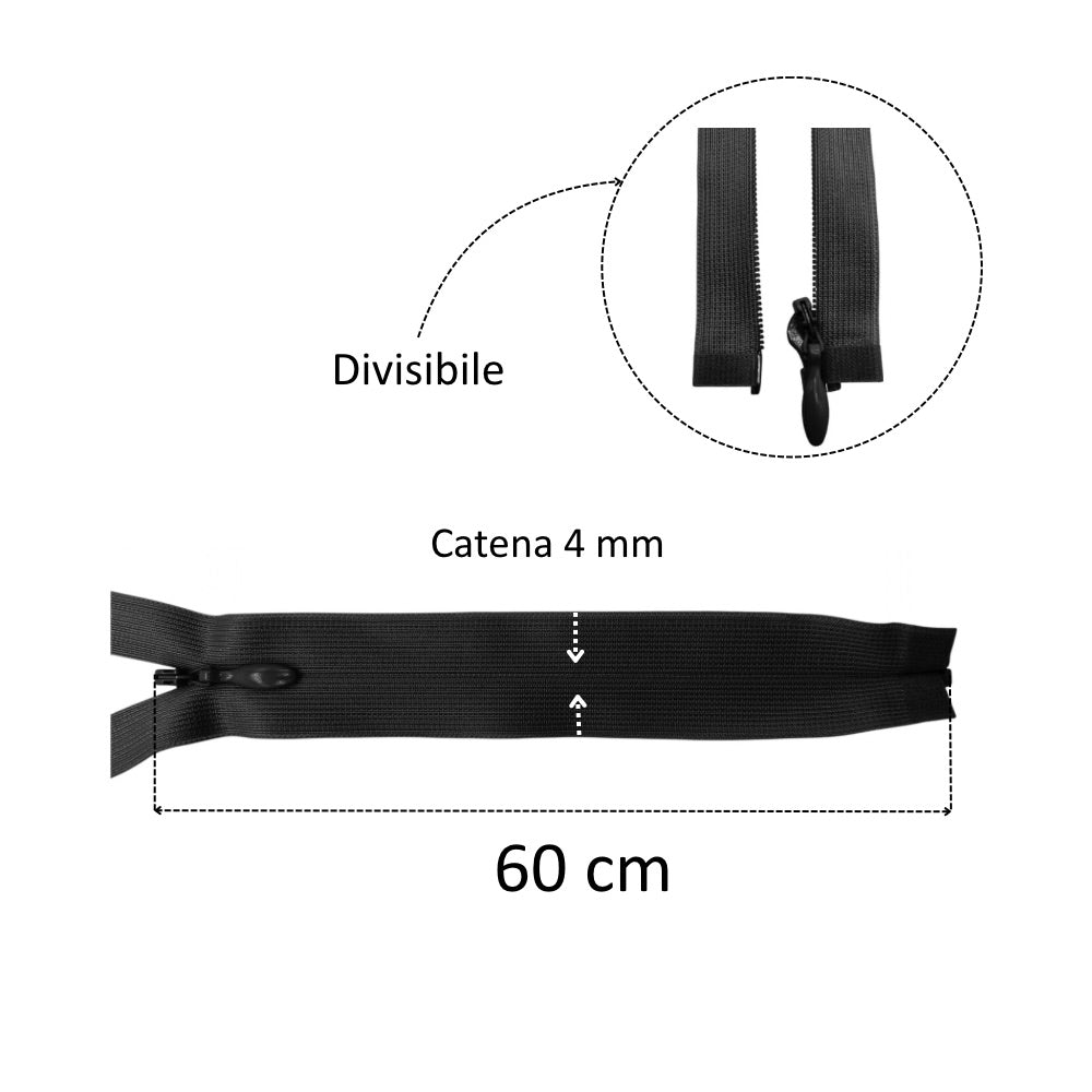 Invisible divisible closure with 60 cm movable lower cup