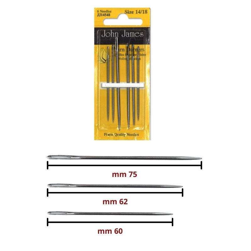 John James art JJ14548 hand darning needles assorted sizes 14/18 pieces 6