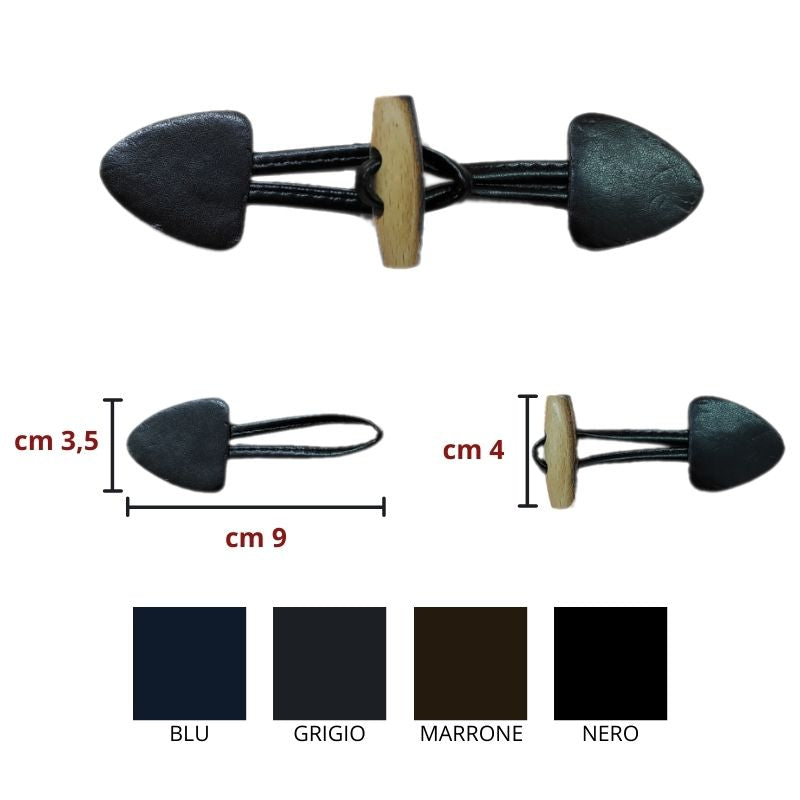 Alamari similpelle con olivetta in legno pezzi 6