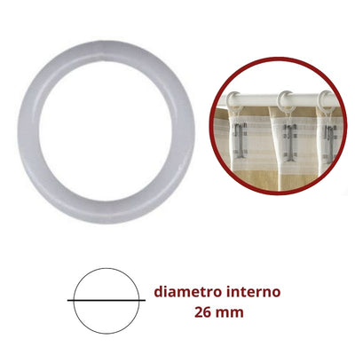 Anelli tenda in plastica ø mm 26/35 articolo 55105 pezzi 100