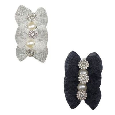 Applicazione da cucire fiocchetti in organza con perline e strass