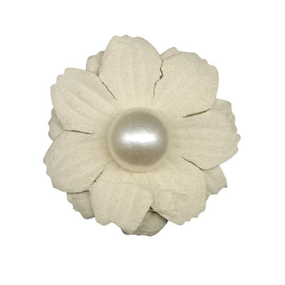 Applicazione da cucire fiorellino in cotone con perla