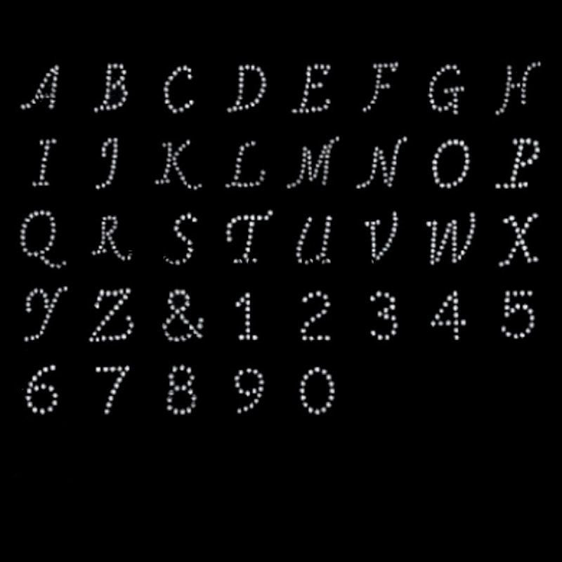 Iron-on rhinestone letter application item SMP 4 pieces