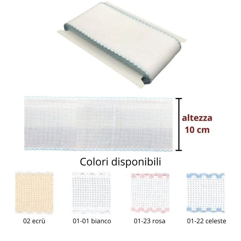 Bordo tela aida cotone h cm 10 articolo 810 metri 10