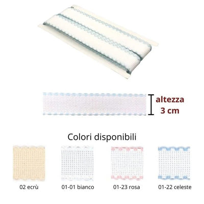 Bordo tela aida cotone h cm 3 articolo 803 metri 10