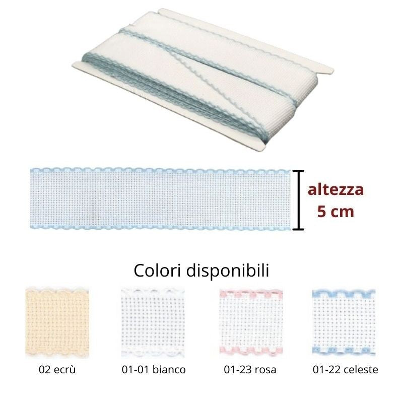 Bordo tela aida cotone h cm 5 articolo 805 metri 10