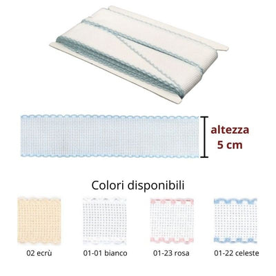 Bordo tela aida cotone h cm 5 articolo 805 metri 10