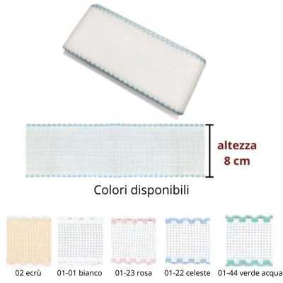 Bordo tela aida cotone h cm 8 articolo 808 metri 10