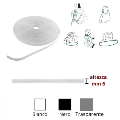 Bordura rigilene in poliestere h mm 6 articolo 3004 metri 46