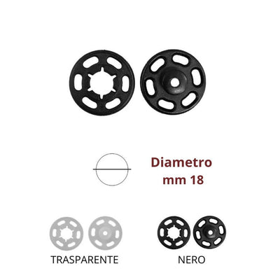 Bottone automatico plastica ø mm 18 articolo 462/4 coppie 25