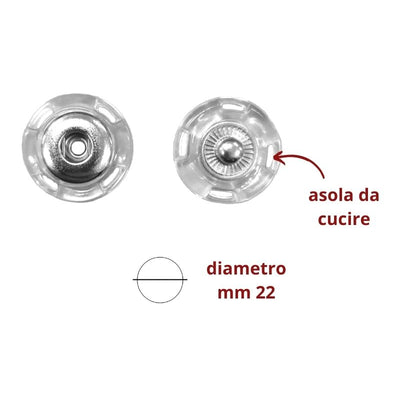 Bottone automatico plastica ø mm 22 articolo FF507/22/10 coppie 10
