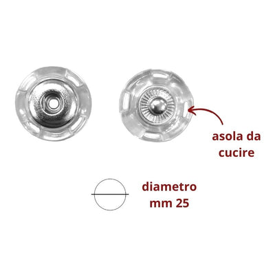 Bottone automatico plastica ø mm 25 articolo FF507/25/10 coppie 10